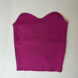 Happily Grey Magenta Ribbed Tube Top Strapless Sweetheart Neck Size M